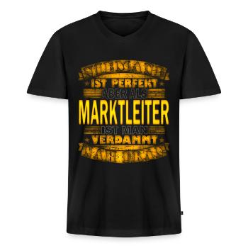 Einzelhandelskaufrau Einzelhandelskaufmann - Männer Premium Bio T-Shirt mit V-Ausschnitt - Schwarz - Vorne - Nico (187cm)