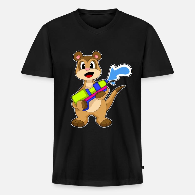 Erdmännchen Wasserpistole - Männer Premium Bio T-Shirt mit V-Ausschnitt - Schwarz