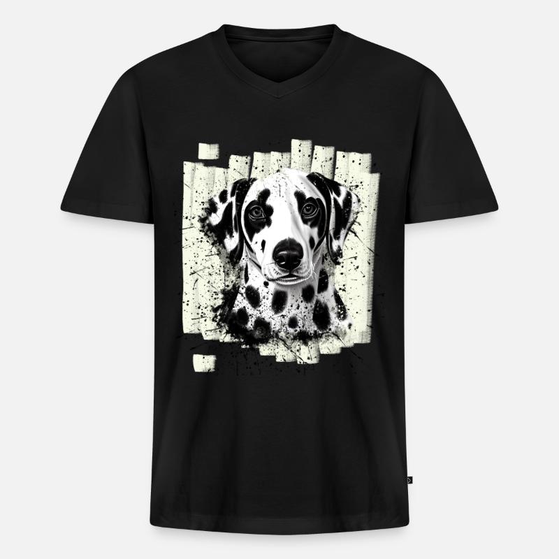 Dalmatiner Hund - Männer Premium Bio T-Shirt mit V-Ausschnitt - Schwarz