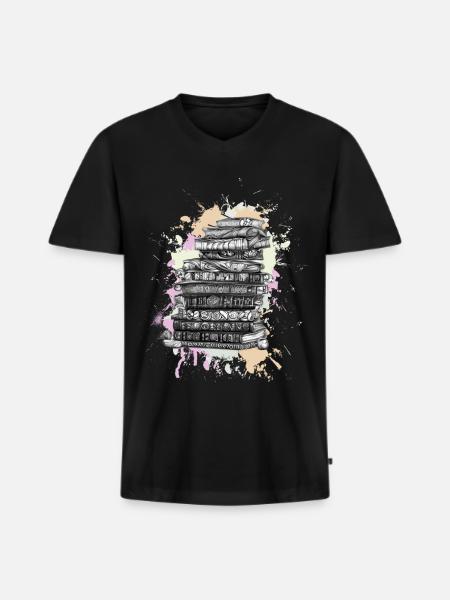 Reading books book - Men's Premium Organic T-shirt with V-neck - black