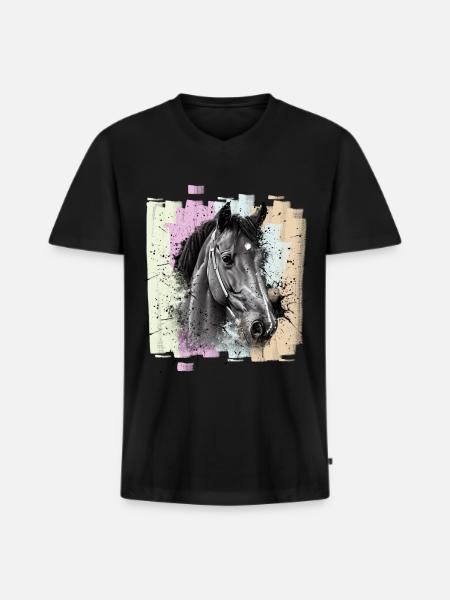Horse - Men's Premium Organic T-shirt with V-neck - black
