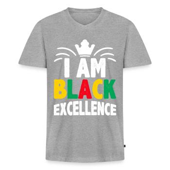 Black Woman African American Pride - Männer Premium Bio T-Shirt mit V-Ausschnitt - Grau meliert - Vorne