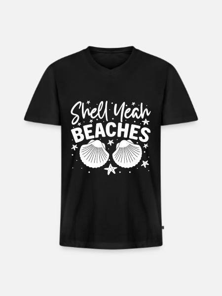 Shell Sea Turtle Lovers Plages - T-shirt encolure en V Premium bio Homme - noir