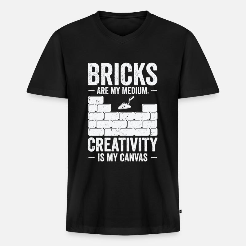 Bricklayer Brick Mason Masonry - Men's Premium Organic T-shirt with V-neck - black