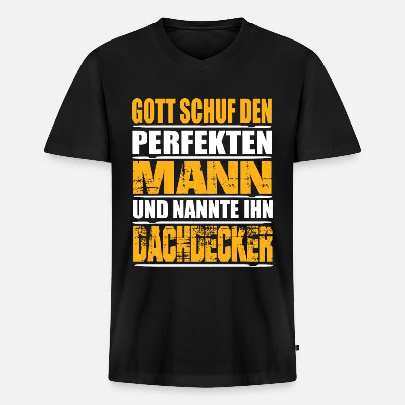 Dachdecker - Männer Premium Bio T-Shirt mit V-Ausschnitt - Schwarz