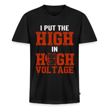 Cell Tower Climber Climbing Technician - Men's Premium Organic T-shirt with V-neck - black - Front - Nico (187cm)