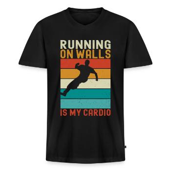 Parkour Freerunning - Men's Premium Organic T-shirt with V-neck - black - Front - Nico (187cm)