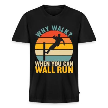 Parkour Freerunning - Männer Premium Bio T-Shirt mit V-Ausschnitt - Schwarz - Vorne - Nico (187cm)