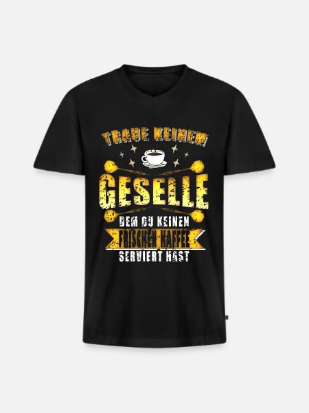Geselle Kaffee Handwerker Spruch - Männer Premium Bio T-Shirt mit V-Ausschnitt - Schwarz