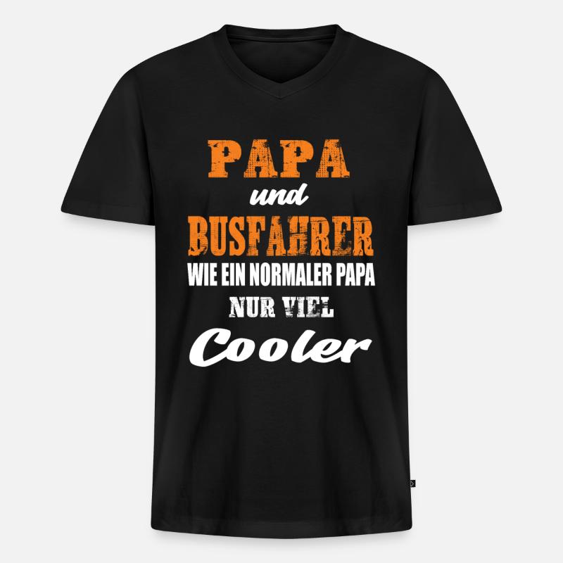 Papa und Busfahrer - Männer Premium Bio T-Shirt mit V-Ausschnitt - Schwarz