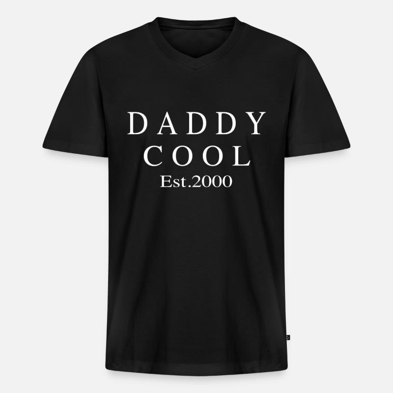 Daddy Cool est 2000 - Männer Premium Bio T-Shirt mit V-Ausschnitt - Schwarz