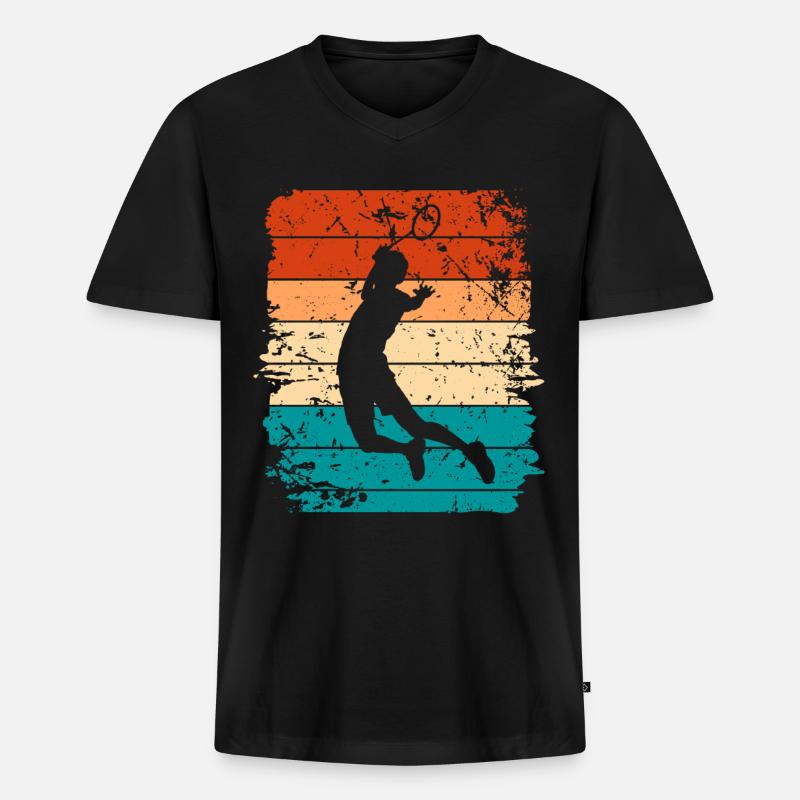 Badminton - Männer Premium Bio T-Shirt mit V-Ausschnitt - Schwarz