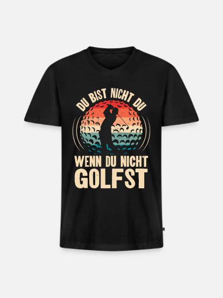 Golf Golfer - Männer Premium Bio T-Shirt mit V-Ausschnitt - Schwarz