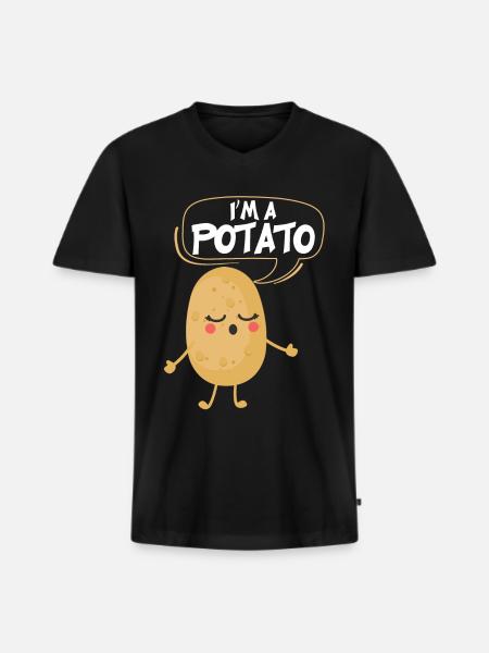 Im A Potato - Männer Premium Bio T-Shirt mit V-Ausschnitt - Schwarz