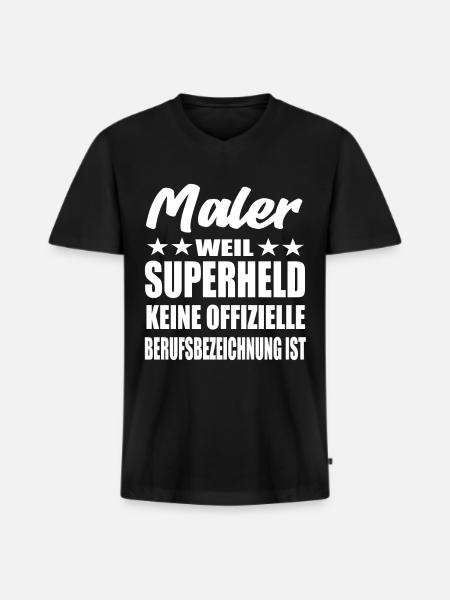 Maler Superheld Spruch - Männer Premium Bio T-Shirt mit V-Ausschnitt - Schwarz