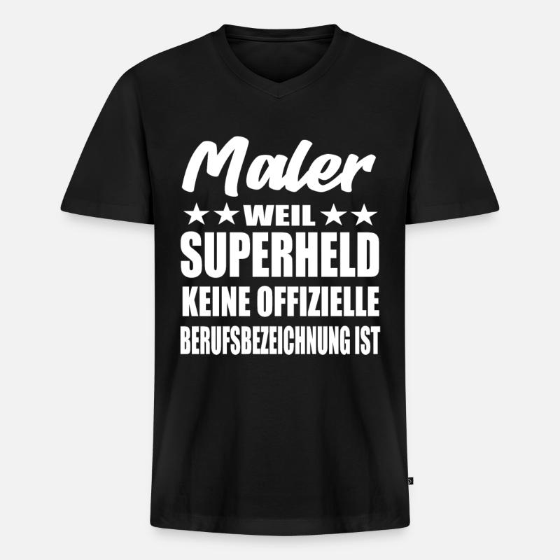 Maler Superheld Spruch - Männer Premium Bio T-Shirt mit V-Ausschnitt - Schwarz