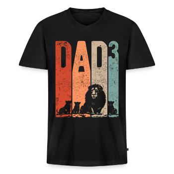 Far op 3 far op 3 børn tredobbelt far Leo - Premium økologisk T-shirt med V-hals til mænd - sort - Foran - Nico (187cm)