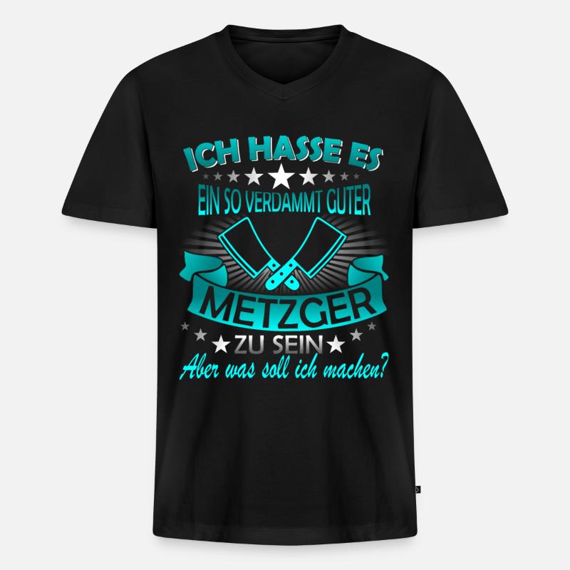 Fleischer Metzger Schlachter Schlächter - Männer Premium Bio T-Shirt mit V-Ausschnitt - Schwarz