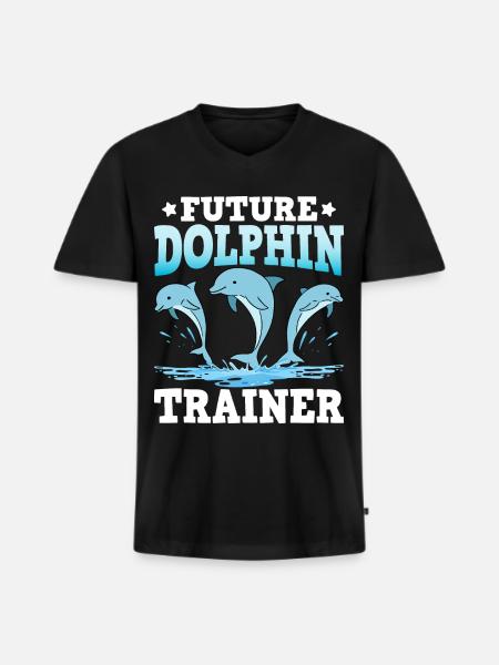 Future Dolphin Trainer - Männer Premium Bio T-Shirt mit V-Ausschnitt - Schwarz