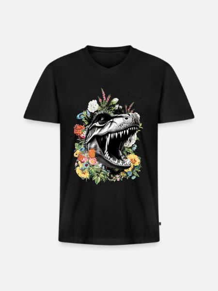 T Rex - Men's Premium Organic T-shirt with V-neck - black