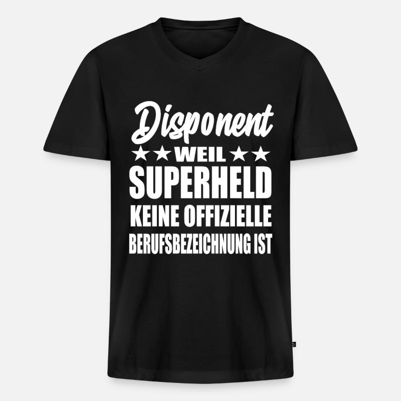 Disponent Superheld Spruch - Männer Premium Bio T-Shirt mit V-Ausschnitt - Schwarz