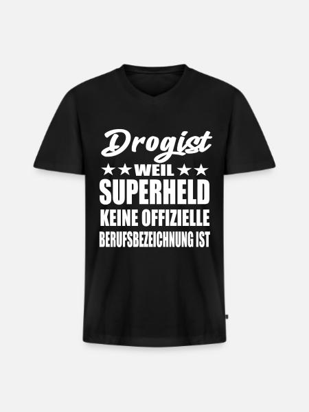 Drogist Superheld Spruch - Männer Premium Bio T-Shirt mit V-Ausschnitt - Schwarz