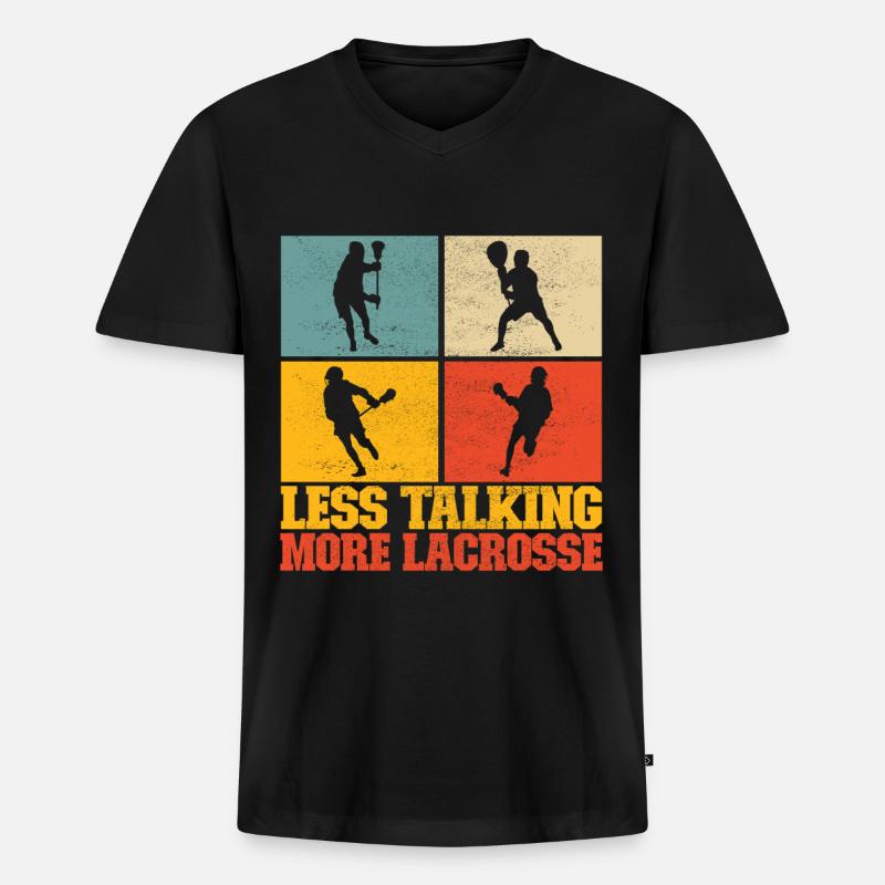 Lacrosse - Männer Premium Bio T-Shirt mit V-Ausschnitt - Schwarz