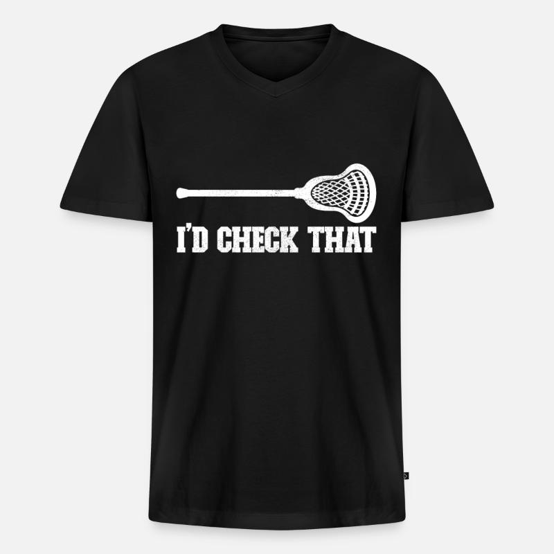 Lacrosse - Männer Premium Bio T-Shirt mit V-Ausschnitt - Schwarz