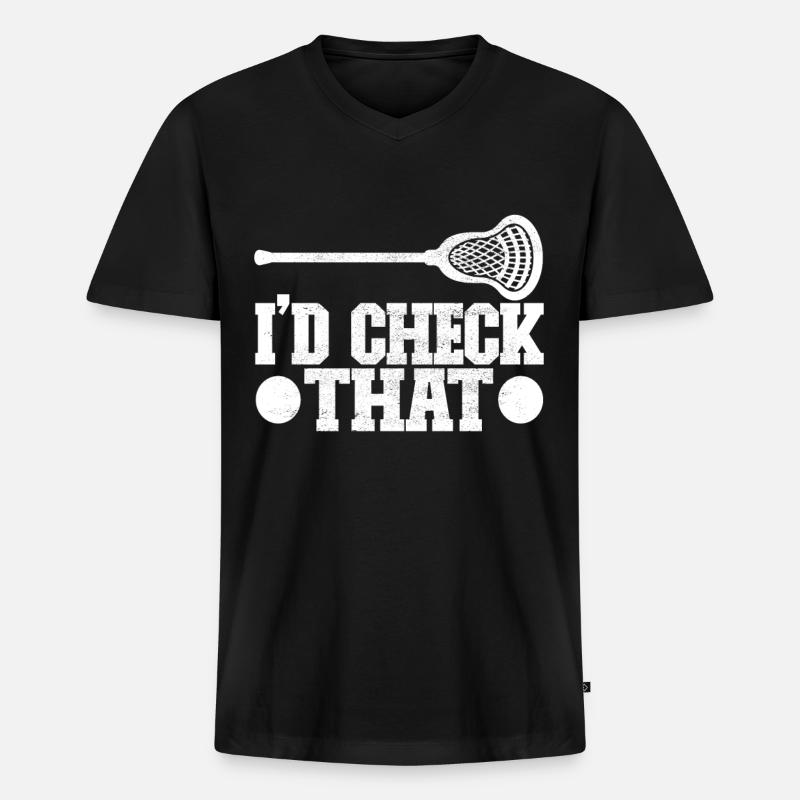 Lacrosse - Männer Premium Bio T-Shirt mit V-Ausschnitt - Schwarz