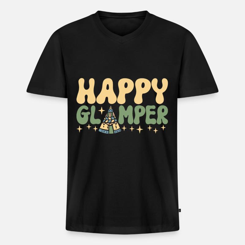 Glamping Glamper - Männer Premium Bio T-Shirt mit V-Ausschnitt - Schwarz