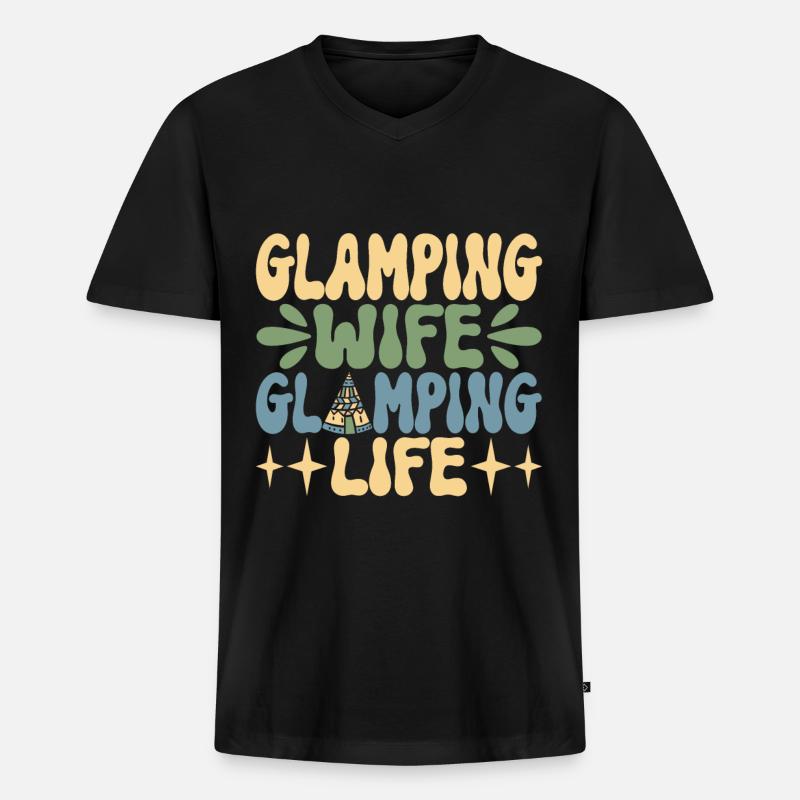 Glamping Glamper - Männer Premium Bio T-Shirt mit V-Ausschnitt - Schwarz