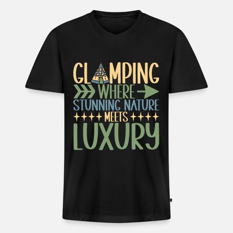 Glamping Glamper - Männer Premium Bio T-Shirt mit V-Ausschnitt - Schwarz