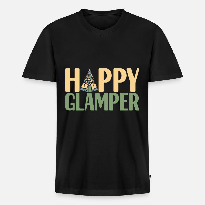 Glamping Glamper - Männer Premium Bio T-Shirt mit V-Ausschnitt - Schwarz