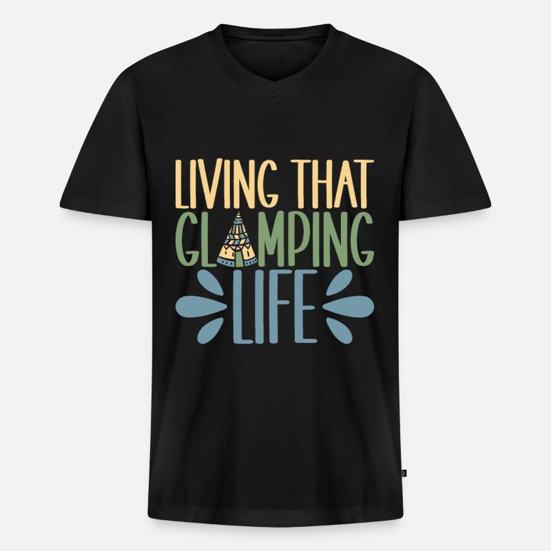 Glamping Glamper - Männer Premium Bio T-Shirt mit V-Ausschnitt - Schwarz