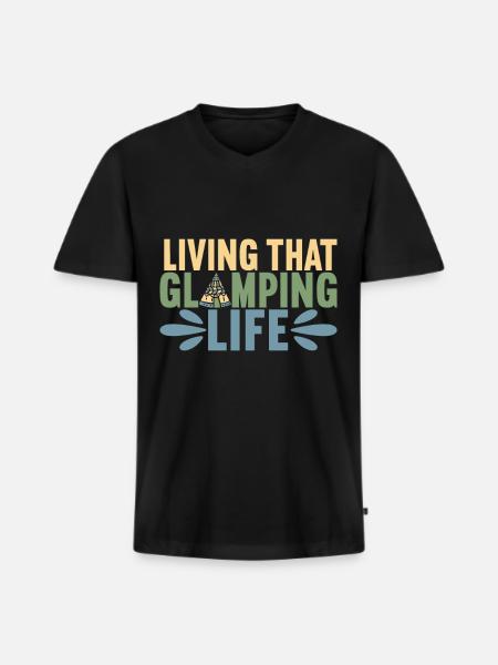 Glamping Glamper - Männer Premium Bio T-Shirt mit V-Ausschnitt - Schwarz