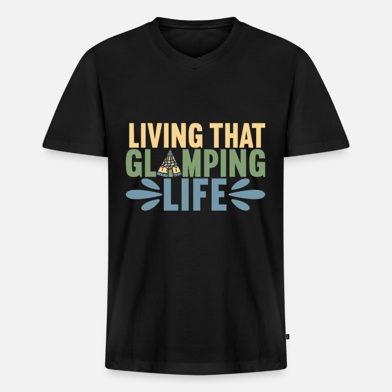 Glamping Glamper - Männer Premium Bio T-Shirt mit V-Ausschnitt - Schwarz