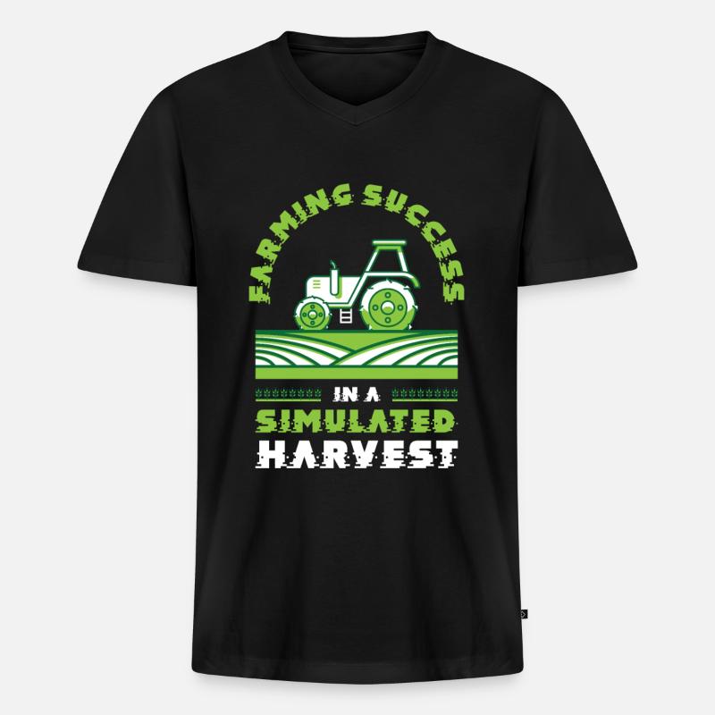 Landwirtschaftsspiele Simulation Videospiele - Männer Premium Bio T-Shirt mit V-Ausschnitt - Schwarz