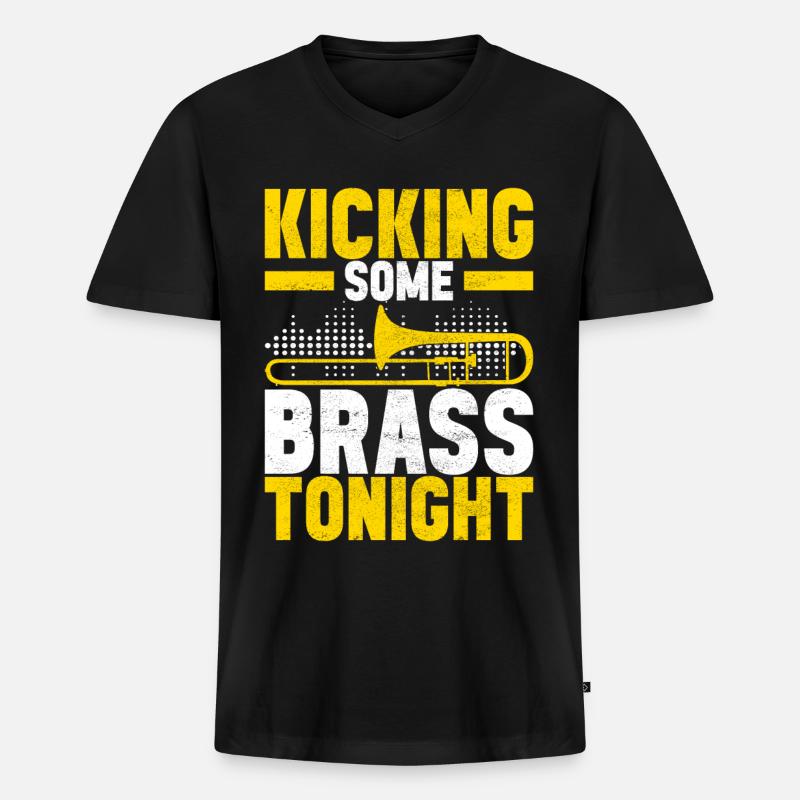 Posaune Trombone - Männer Premium Bio T-Shirt mit V-Ausschnitt - Schwarz