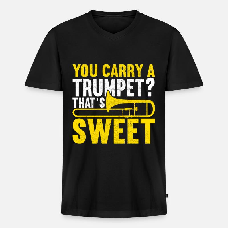 Posaune Trombone - Männer Premium Bio T-Shirt mit V-Ausschnitt - Schwarz