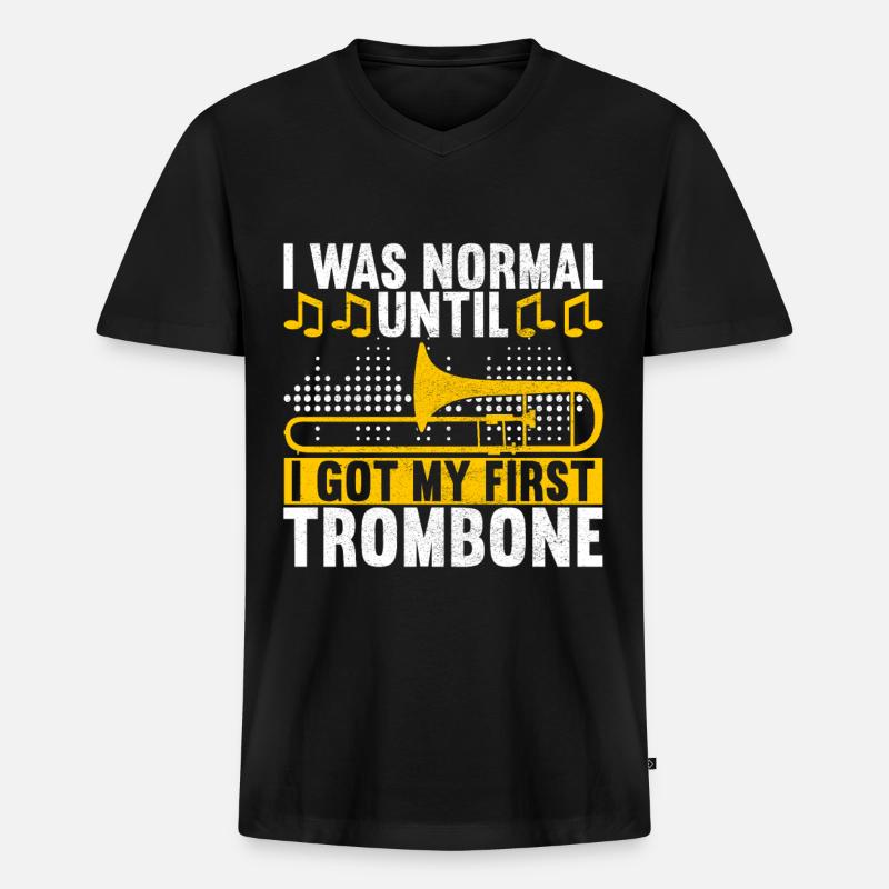 Posaune Trombone - Männer Premium Bio T-Shirt mit V-Ausschnitt - Schwarz