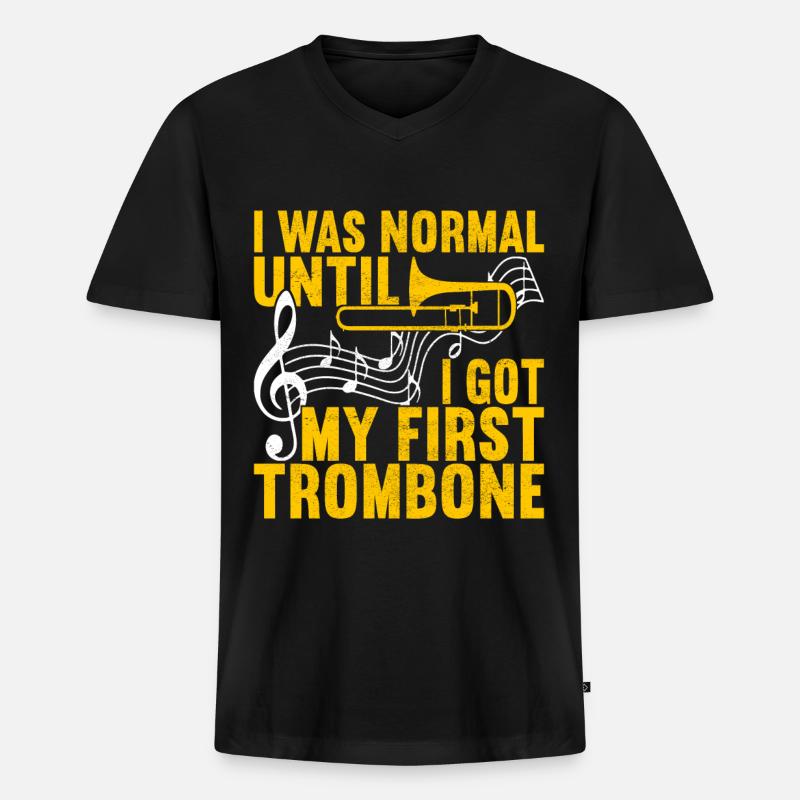 Posaune Trombone - Männer Premium Bio T-Shirt mit V-Ausschnitt - Schwarz