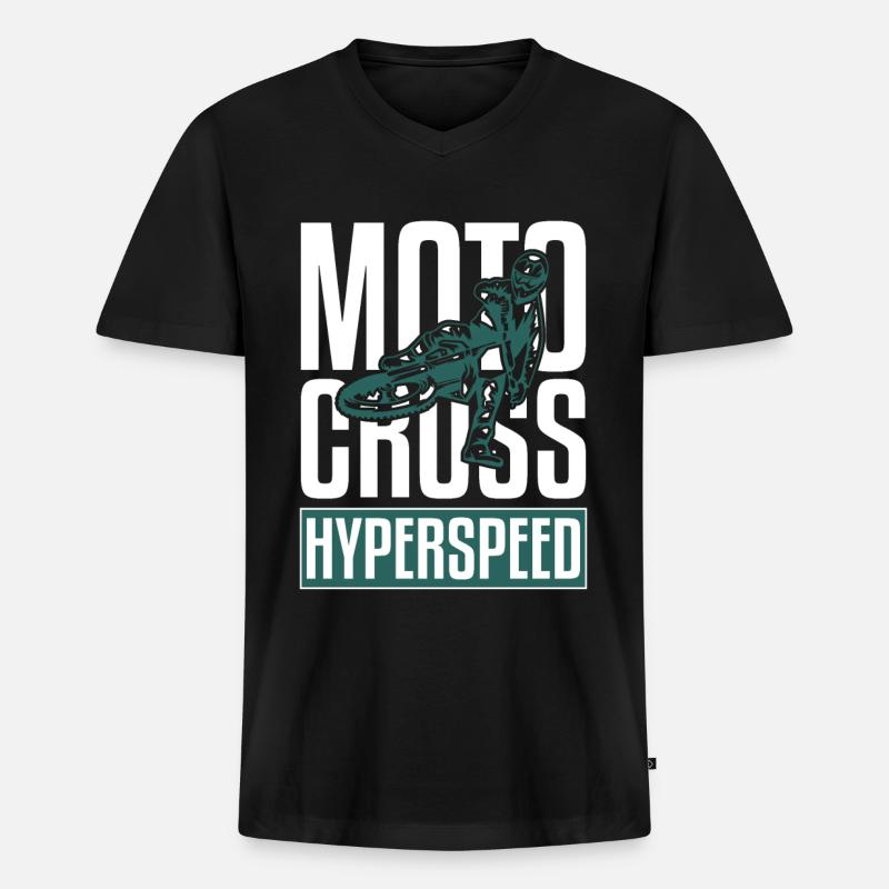 Motocross Hyperspeed - Männer Premium Bio T-Shirt mit V-Ausschnitt - Schwarz
