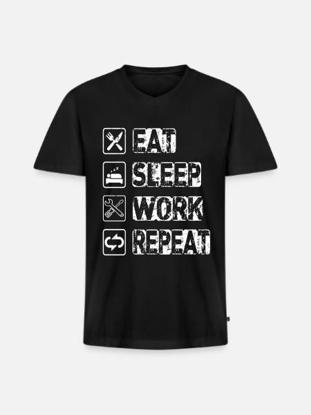 Eat Sleep Work Repeat - Men's Premium Organic T-shirt with V-neck - black