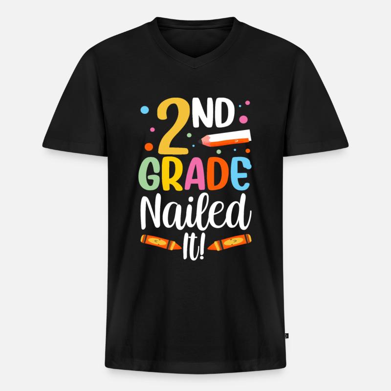 Zweite Klasse Volltreffer Zweitklässler Lehrer - Männer Premium Bio T-Shirt mit V-Ausschnitt - Schwarz