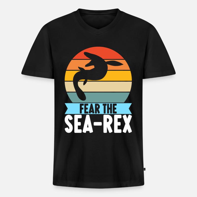 Mosasaurus Dinosaurier - Männer Premium Bio T-Shirt mit V-Ausschnitt - Schwarz