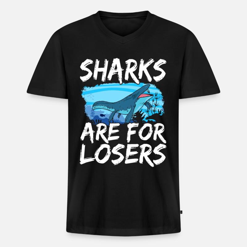 Mosasaurus Dinosaurier - Männer Premium Bio T-Shirt mit V-Ausschnitt - Schwarz