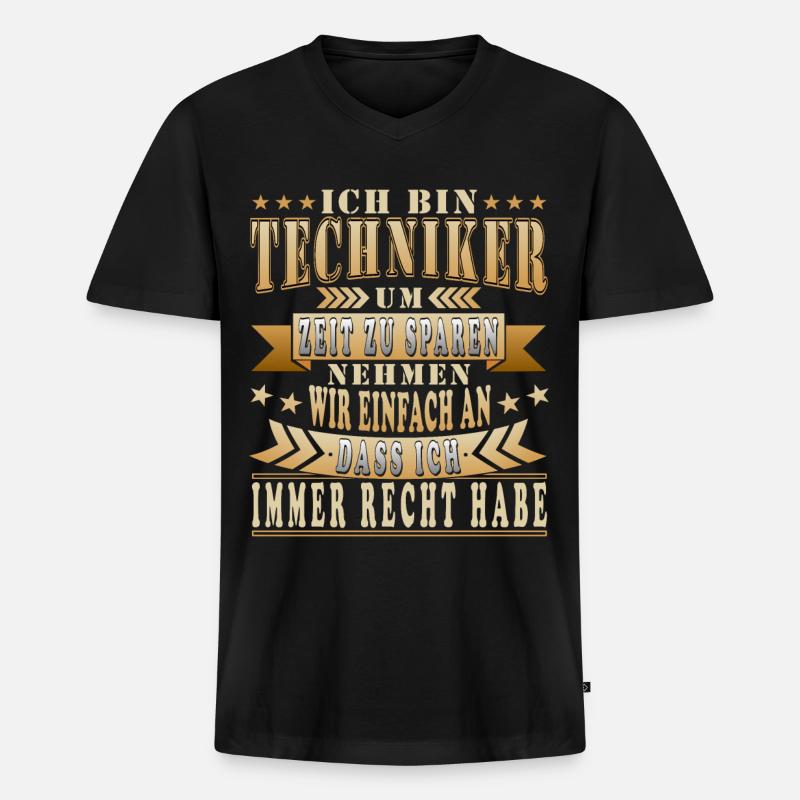 Lustige Techniker Sprüche - Männer Premium Bio T-Shirt mit V-Ausschnitt - Schwarz