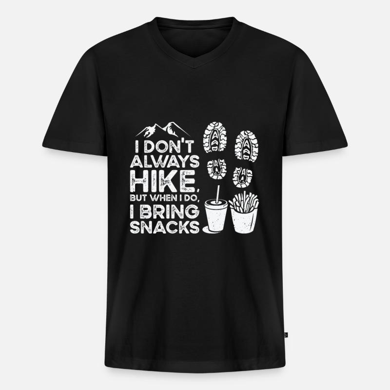 Wandern Camping Bergwanderer - Männer Premium Bio T-Shirt mit V-Ausschnitt - Schwarz