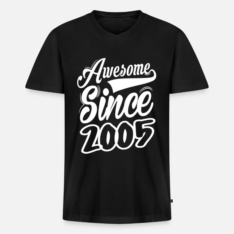 Awesome Since 2005 - Männer Premium Bio T-Shirt mit V-Ausschnitt - Schwarz