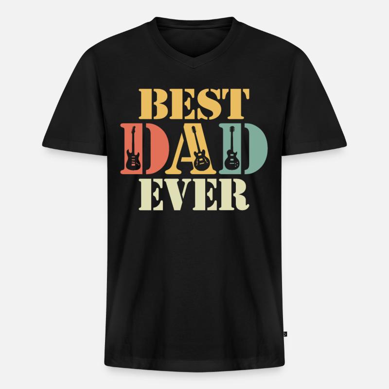 Best Dad Ever - Männer Premium Bio T-Shirt mit V-Ausschnitt - Schwarz
